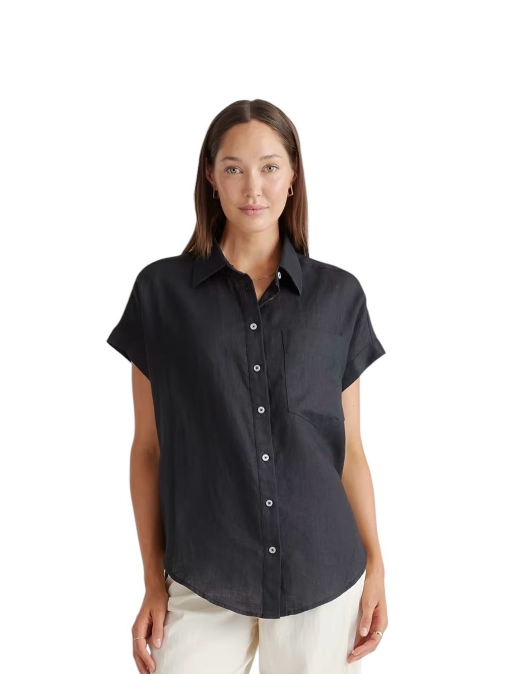 Quince 100% European Linen SS Camp Shirt Sz L Button Front  Minimalist Casual